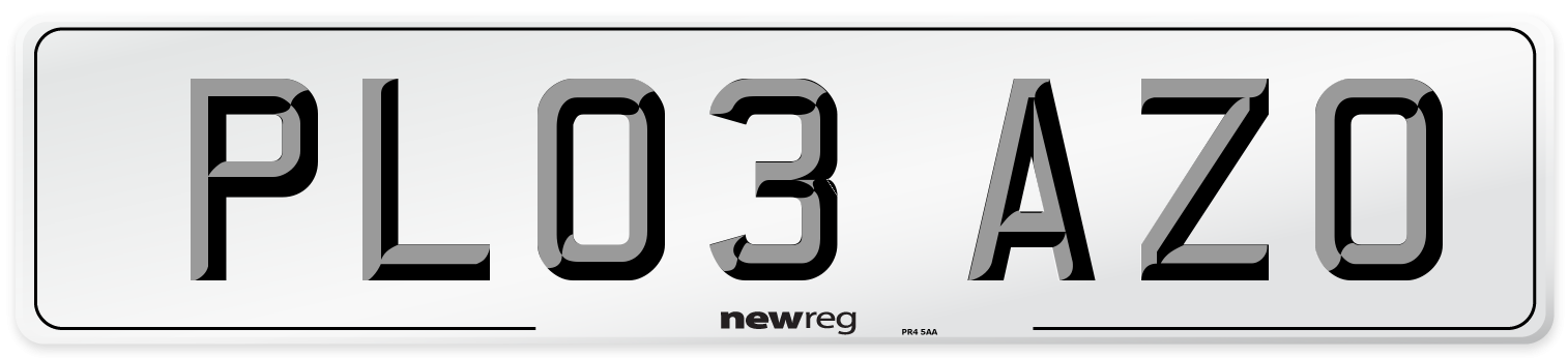 PL03 AZO Number Plate from New Reg